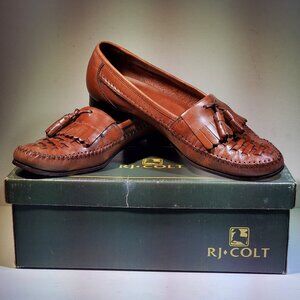 VINTAGE ***RARE*** R J COLT SAN REMO SADDLE TAN KILTIE TASSEL SLIP ON LOAFERS